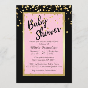 Individuell modische, rosa Schwarz-Baby-Dusche Ein Einladung