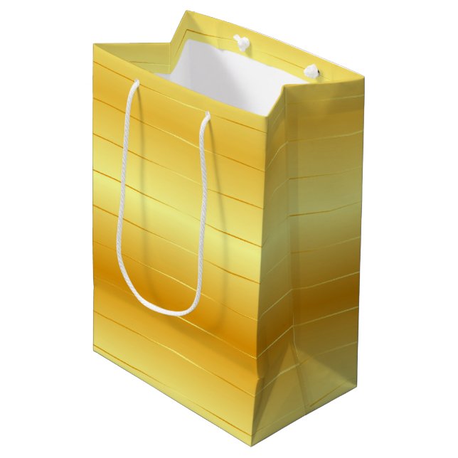 Individuell modisches Gold Look Elegante moderne V Mittlere Geschenktüte (Vorderseite Schrägansicht)