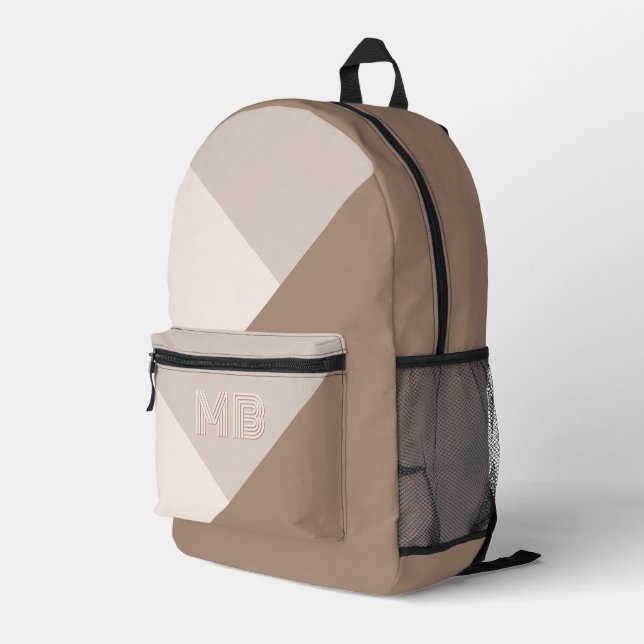 Individuell neutrale braune Elfenbein Beige Taupe  Bedruckter Rucksack (Rückseitige Ecke Rechts)