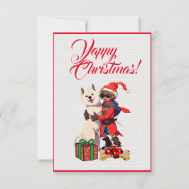 Individuell Niedlicher Samoyed Hund mit Girl Xmas  Dankeskarte