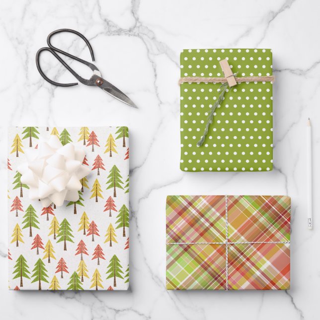 Individuell Niedliches, schlichtes Muster der Pini Geschenkpapier Set (Vorderseite)