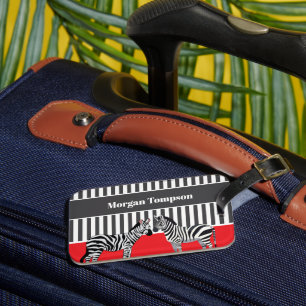 Individuell passende Zebra Schwarz-weiß und rot Gepäckanhänger
