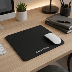 Individuell Schwarzes Monogramm   Elegantes Design Mousepad
