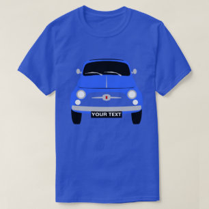 Individuell Vintager Klassiker Blue Fiat 500 T-Shirt