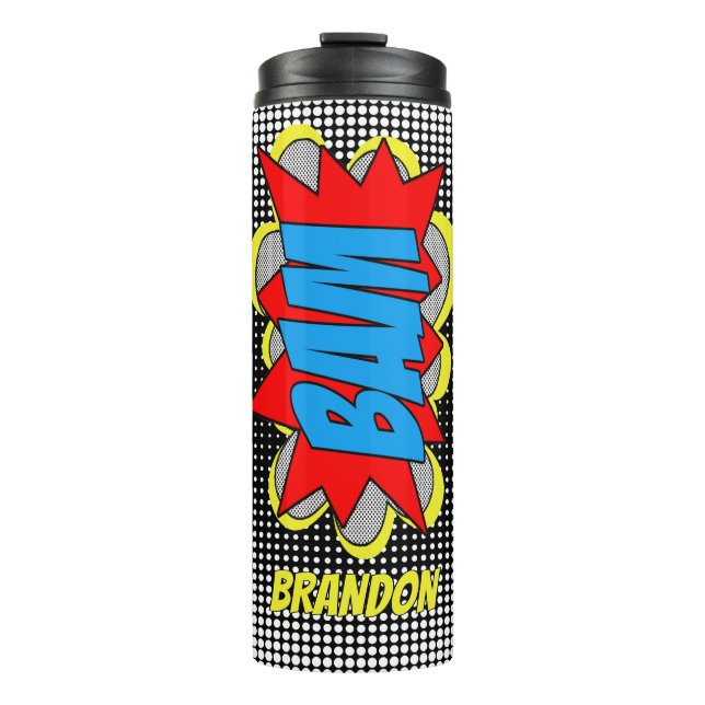 Individuell Vintages Comic Buch Pop Art BAM! Thermosbecher (Vorderseite)