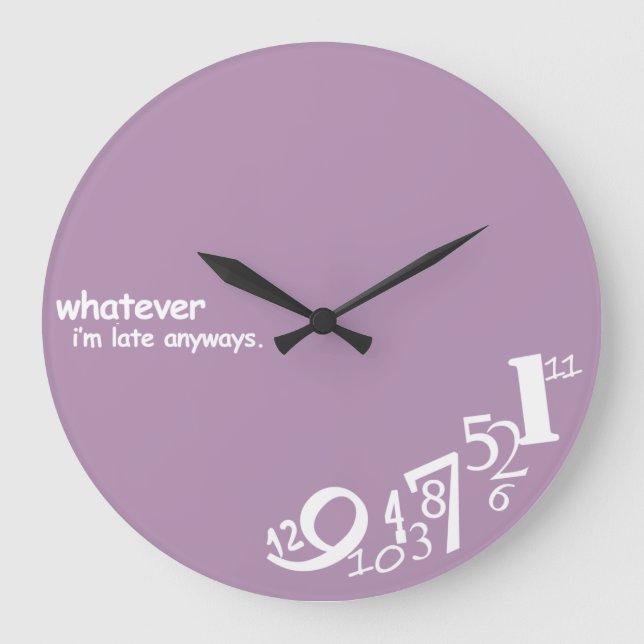 Individuell, was immer ich zu spät bin, auf jeden  große wanduhr (Vorderseite)
