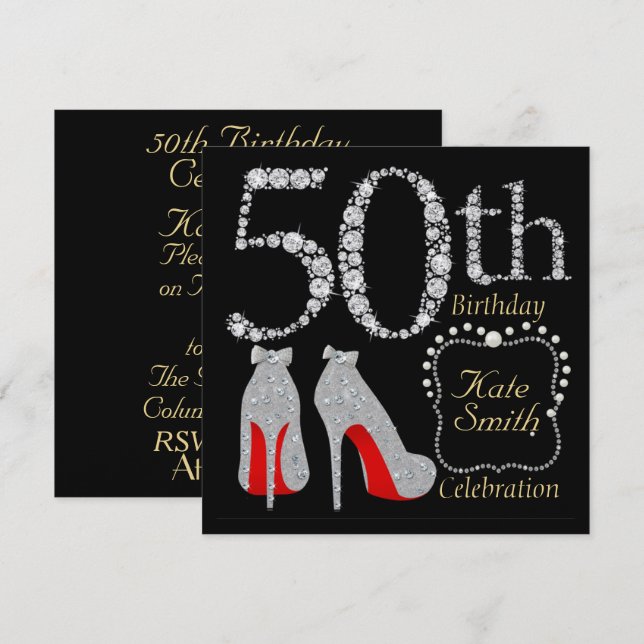 Individuelle 50. Geburtstagsparty Einladung (Vorne/Hinten)