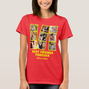 Individuelle 9-Foto-Collage & Name Beste Freundin  T-Shirt