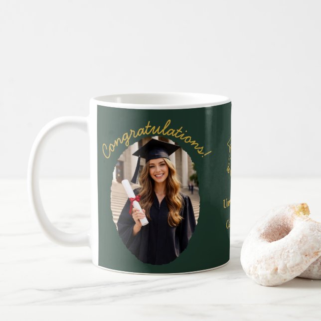 Individuelle Abschluss-Fotomugge Gratulation Kaffeetasse (Mit Donut)
