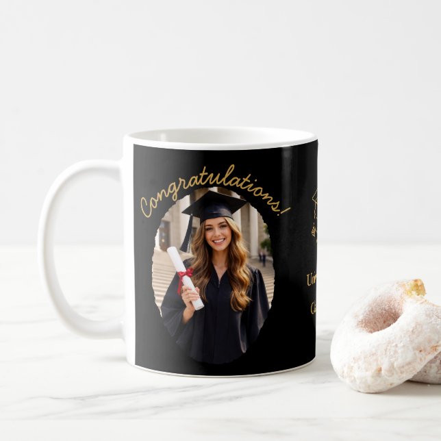 Individuelle Abschluss-Fotomugge Gratulation Kaffeetasse (Mit Donut)