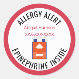 Individuelle Allergiebeschwarnung Epinephrine Insi Runder Aufkleber
