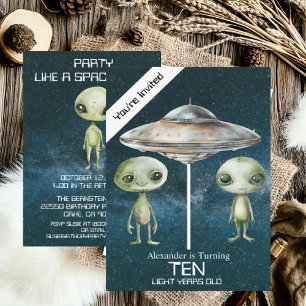 Individuelle Altersgruppe Weltraum Alien Geburtsta Einladung