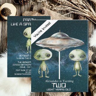 Individuelle Altersgruppe Weltraum Alien Geburtsta Einladung