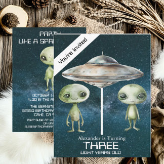 Individuelle Altersgruppe Weltraum Alien Geburtsta Einladung