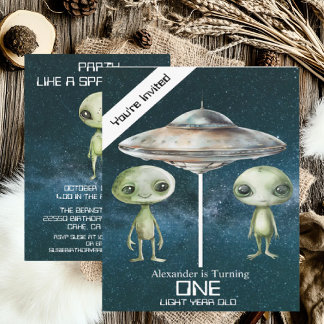 Individuelle Altersgruppe Weltraum Alien Geburtsta Einladung