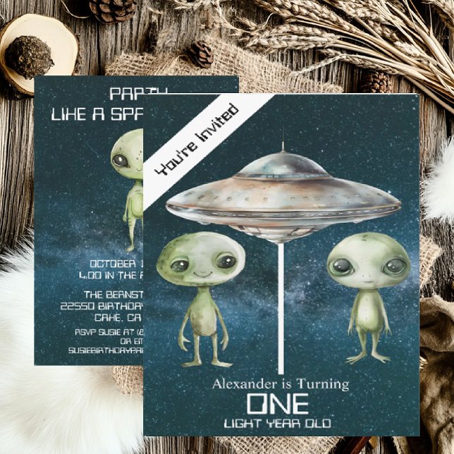 Individuelle Altersgruppe Weltraum Alien Geburtsta Einladung (Von Creator hochgeladen)