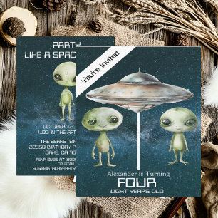 Individuelle Altersgruppe Weltraum Alien Geburtsta Einladung