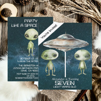 Individuelle Altersgruppe Weltraum Alien Geburtsta Einladung
