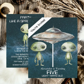 Individuelle Altersgruppe Weltraum Alien Geburtsta Einladung