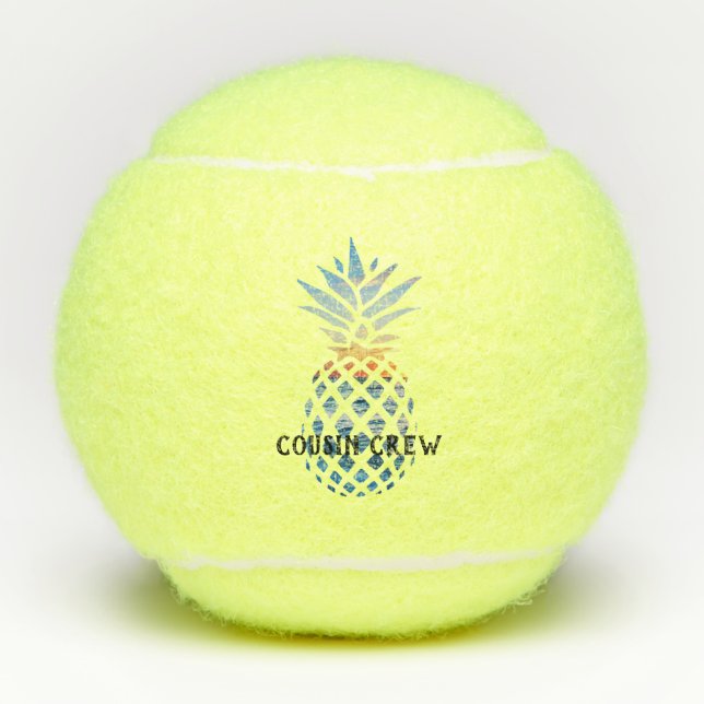 Individuelle Ananas Tropical Family Vacation Tennisbälle (Vorderseite)