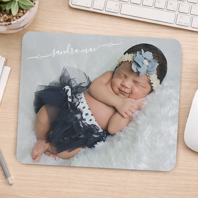 Individuelle Anpassung von Foto- und Babynamen Mousepad (Von Creator hochgeladen)
