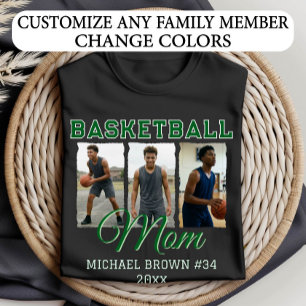 Individuelle Basketball-Mutter 3 Foto-Collage Name T-Shirt