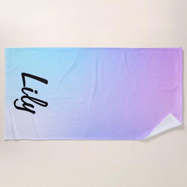 Individuelle Beach Pool Ombre Blue Towel Girl Strandtuch (Vorderseite)