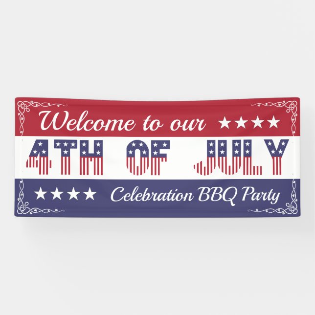 Individuelle Begrüßung 4. Juli US Flagge Banner (Horizontal)