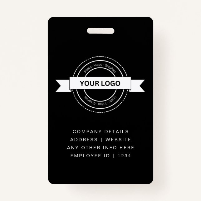 Individuelle Black Business Employee Card modern Ausweis (Rückseite)