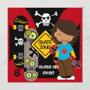 Individuelle Brünette Skateboarding-Einladung Gebu Einladung