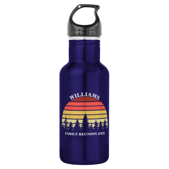 Individuelle Camping Trip Sunset Forest Family Wie Edelstahlflasche (Vorderseite)