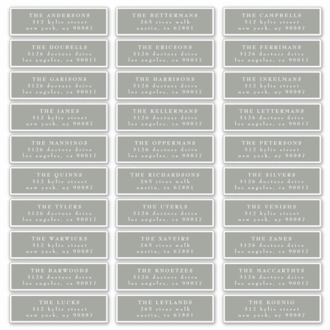 Individuelle Classic Sage Green White Guest Addres Aufkleber (Vorderseite)