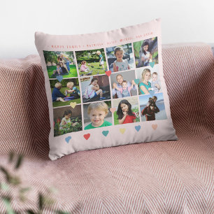 Individuelle Collage Familie farbenfrohe Herzen un Kissen