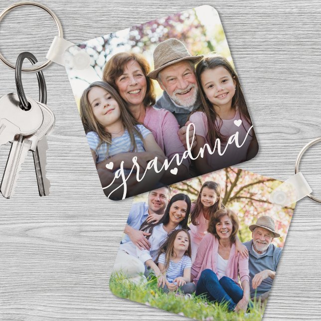 Individuelle Doppelseitenfamilie Oma Zwei Fotos Schlüsselanhänger (Custom Double Sided Grandma Family Two Photo keychain)