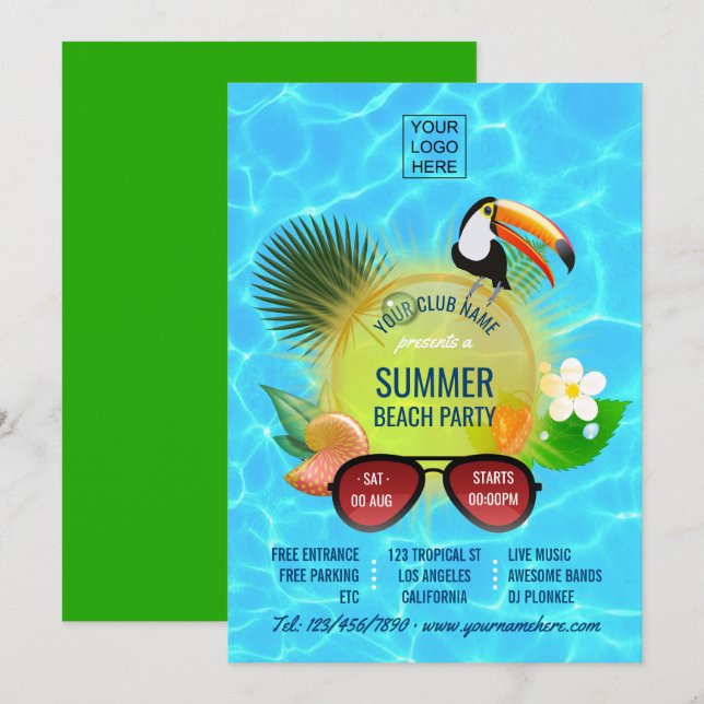 Individuelle Einladung zum Summer Beach Party (Vorne/Hinten)