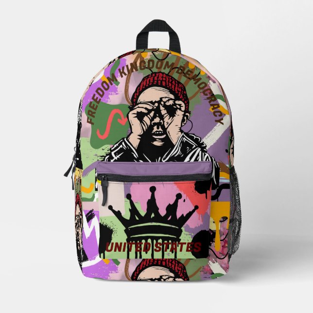 Individuelle elegante Street Art United Staaten Bedruckter Rucksack (Vorderseite)