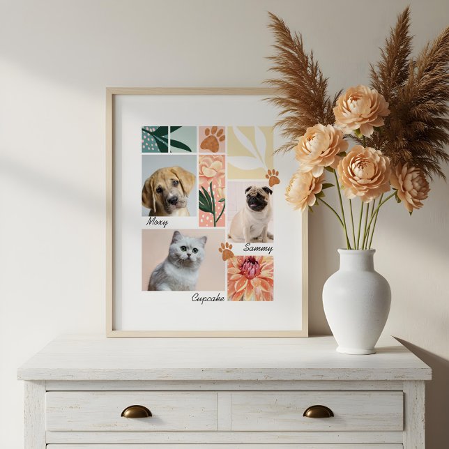 Individuelle Familie & Haustiere Foto Collage Pet  (Custom Family & Pet Photo Collage Pet Theme)