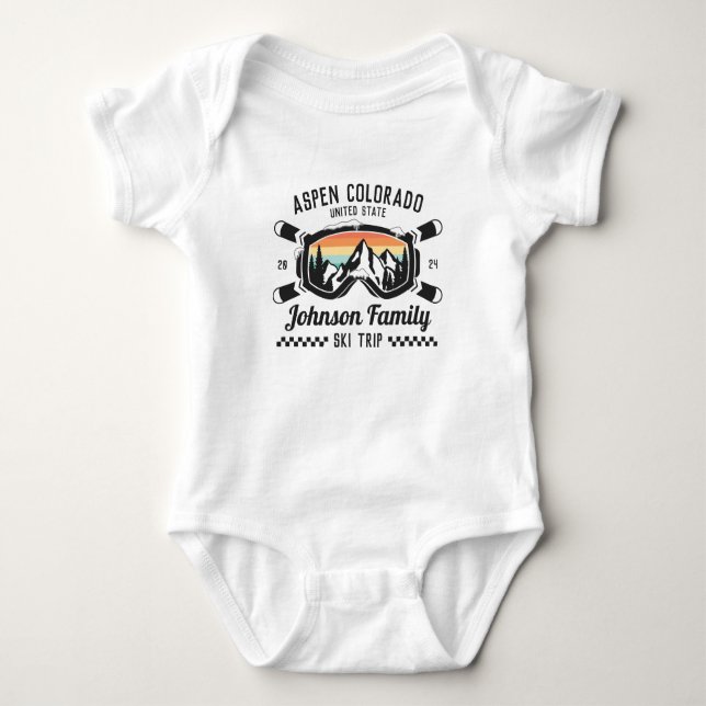 Individuelle Familienfreunde Skireisegruppe Überei Baby Strampler (Vorderseite)