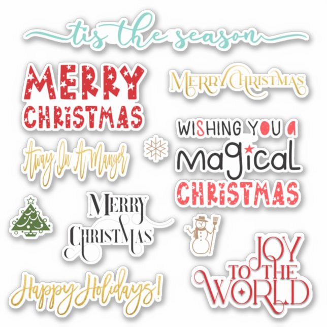 Individuelle Feiertage Weihnachtsgrüße Typografie Aufkleber (Vorderseite)