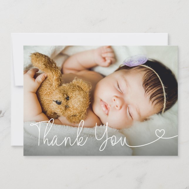 Individuelle Foto Baby Girl Geburtserklärung Dankeskarte (Vorderseite)