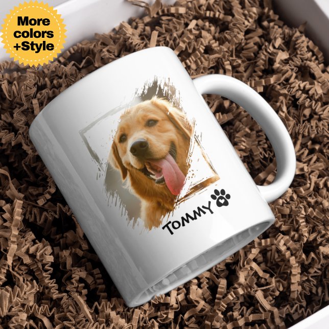 Individuelle Foto-Tasse mit Name und moderner Typo Kaffeetasse (Custom Pet Photo Mug with Name & Modern Typography)