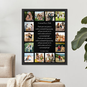 Individuelle Fotocollage mit 14 Fotos und Gedicht Poster