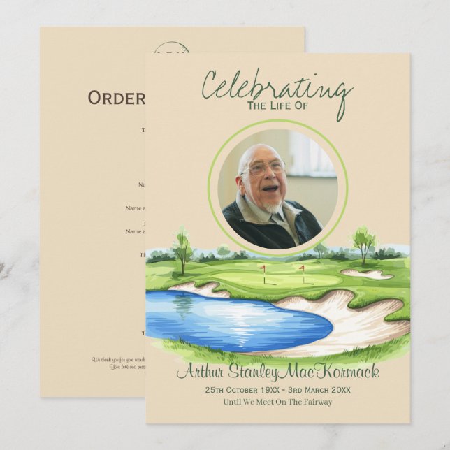 Individuelle Golf-Feier-des-Lebens-Gedenk-Funeral Programm (Vorne/Hinten)
