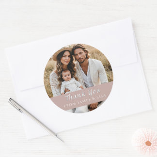 individuelle Hochzeits-Danke-Single-Foto-Rosé-Aufk Runder Aufkleber