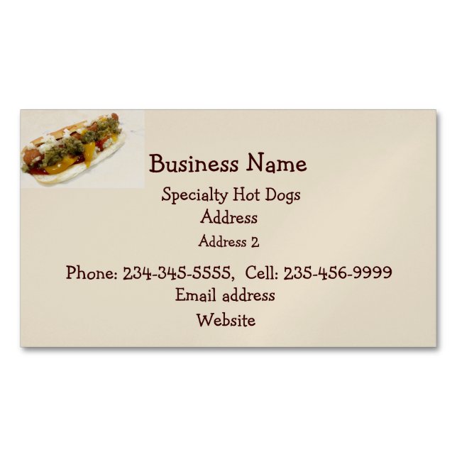 Individuelle Hot Dog Stands oder Food Cart Busines Magnetische Visitenkarte (Vorderseite)