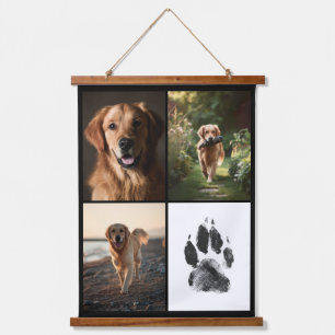 Individuelle Hunde-Foto-Collage Pfotenabdruck Pers Wandteppich Mit Holzrahmen