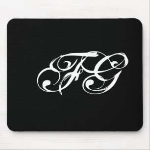 Individuelle Initialen Moderne Schwarz & Weiß Mousepad