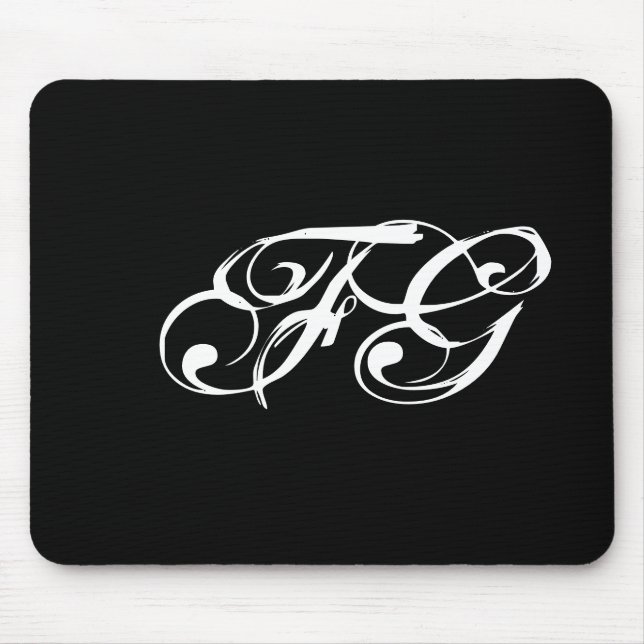 Individuelle Initialen Moderne Schwarz & Weiß Mousepad (Vorne)