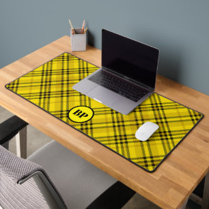 INDIVIDUELLE KARO-Plaid ELEGANT GELB SCHWARZ Schreibtischunterlage