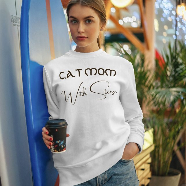 Individuelle Katzenmutter Braunes Skript Lustiger  Sweatshirt (Von Creator hochgeladen)